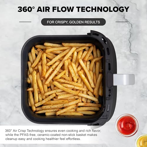 Nuwave Brio Plus 6-in-1 Air Fryer, 7-Qt Large Capacity, 50°F–400°F Precise Temp Control, Non-Toxic PFAS-Free Nonstick, Air Fry, Bake, Roast, Toast, Dehydrate, Reheat, 100 Presets, Dishwasher Safe - My Kitchen Products