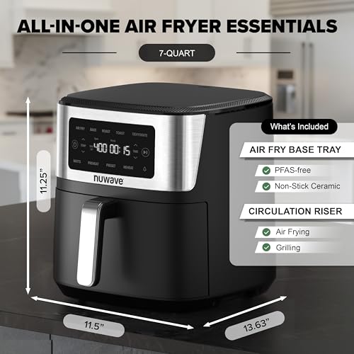 Nuwave Brio Plus 6-in-1 Air Fryer, 7-Qt Large Capacity, 50°F–400°F Precise Temp Control, Non-Toxic PFAS-Free Nonstick, Air Fry, Bake, Roast, Toast, Dehydrate, Reheat, 100 Presets, Dishwasher Safe - My Kitchen Products