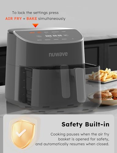 Nuwave Brio Plus 8 Qt Air Fryer, PFAS Free, New & Improved, Digital Touch Screen, Cool White Display, 50°F~400°F in Precise 5°, 5 Cook Functions, 100 Presets & 50 Memory, 3 Wattages 700, 1500, 1800 - My Kitchen Products