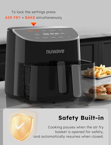 Nuwave Brio Plus 8 Qt Air Fryer, PFAS Free, New & Improved, Digital Touch Screen, Cool White Display, 50°F~400°F in Precise 5°, 5 Cook Functions, 100 Presets & 50 Memory, 3 Wattages 700, 1500, 1800 - My Kitchen Products