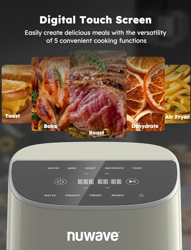 Nuwave Brio Plus 8 Qt Air Fryer, PFAS Free, New & Improved, Digital Touch Screen, Cool White Display, 50°F~400°F in Precise 5°, 5 Cook Functions, 100 Presets & 50 Memory, 3 Wattages 700, 1500, 1800 - My Kitchen Products