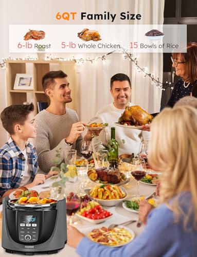 Nuwave Duet Air Fryer, Electric Pressure Cooker & Grill Combo, 540 IN 1 Multicooker with 3 Removable Lids, Slow Cook, Sautés, Dehydrator, 18/10 SS Pot, Sure-Lock Safety Tech & 13 Deluxe Accessories - My Kitchen Products