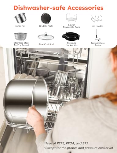 Nuwave Duet Electric Pressure Cooker & Air Fryer Combo, 450 IN 1 Slow Cooker & Grill with Integrated Digital Temp Probe, 6qt SS Pot, Adjustable High/Low Pressure, Built-in Sure-Lock Safety Tech - My Kitchen Products