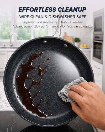 Nuwave Essential Series 5PC Ceramic Cookware Set PFAS-Free, G11 Duralon Blue Coating, Pots and Pans Set Non Stick, Diamond Scratch-Resistant,Stay-Cool Handle, Metal Lid,Induction Ready,Dishwasher Safe - My Kitchen Products