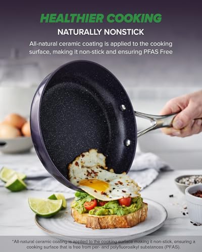 Nuwave Essential Series 5PC Ceramic Cookware Set PFAS-Free, G11 Duralon Blue Coating, Pots and Pans Set Non Stick, Diamond Scratch-Resistant,Stay-Cool Handle, Metal Lid,Induction Ready,Dishwasher Safe - My Kitchen Products