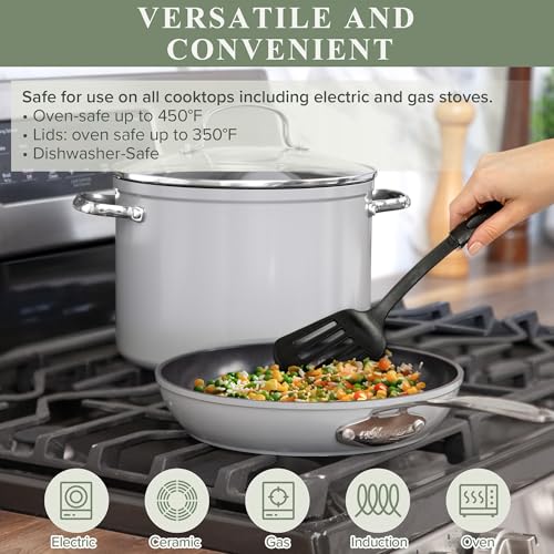 Nuwave Healthy Duralon Blue Ceramic Nonstick Cookware Set, Diamond Infused Scratch-Resistant, PFAS Free, Dishwasher & Oven Safe, Induction Ready & Evenly Heats, Tempered Glass Lids & Stay-Cool Handles - My Kitchen Products
