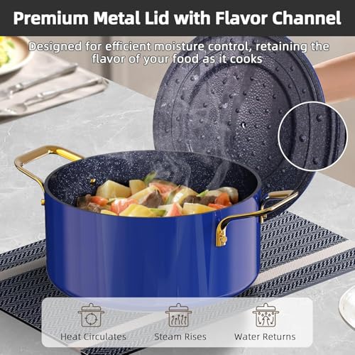 Nuwave Lux LE 13-Pc Cookware Set with Elegant Gold Handle, Diamond Infused Ceramic Non-Stick, PFAS Free, Premium Metal Lids, Ergonomic Stay-Cool Handles, Induction Ready & Compatible w/All Cooktops - My Kitchen Products