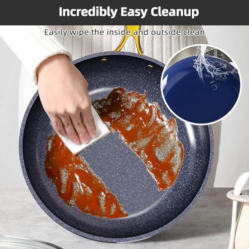 Nuwave Lux LE 13-Pc Cookware Set with Elegant Gold Handle, Diamond Infused Ceramic Non-Stick, PFAS Free, Premium Metal Lids, Ergonomic Stay-Cool Handles, Induction Ready & Compatible w/All Cooktops - My Kitchen Products