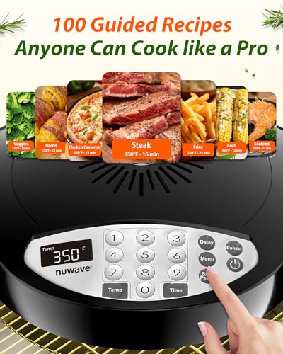 Nuwave Oven Pro Plus Air Fryer, Infra-Red Countertop, 2025 Advanced Convection, No Defrosting or Preheating, Cook Fresh or Frozen, Durable Power Dome, 100 Presets & 50 Memory, PFAS Free, Black - My Kitchen Products