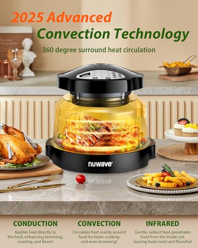 Nuwave Oven Pro Plus Air Fryer, Infra-Red Countertop, 2025 Advanced Convection, No Defrosting or Preheating, Cook Fresh or Frozen, Durable Power Dome, 100 Presets & 50 Memory, PFAS Free, Black - My Kitchen Products