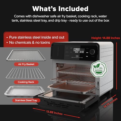 Nuwave PFAS-Free Steam Oven & Air Fryer, All-in-One Convection Cooker with Precision Steam Control, Toast, Air Fry, Sous Vide, Steam & More, Juicier Meats, 120 Presets, 50–450°F, Stainless Steel - My Kitchen Products