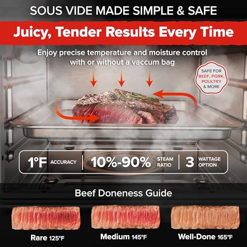 Nuwave PFAS-Free Steam Oven & Air Fryer, All-in-One Convection Cooker with Precision Steam Control, Toast, Air Fry, Sous Vide, Steam & More, Juicier Meats, 120 Presets, 50–450°F, Stainless Steel - My Kitchen Products