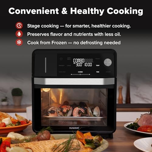 Nuwave PFAS-Free Steam Oven & Air Fryer, All-in-One Convection Cooker with Precision Steam Control, Toast, Air Fry, Sous Vide, Steam & More, Juicier Meats, 120 Presets, 50–450°F, Stainless Steel - My Kitchen Products
