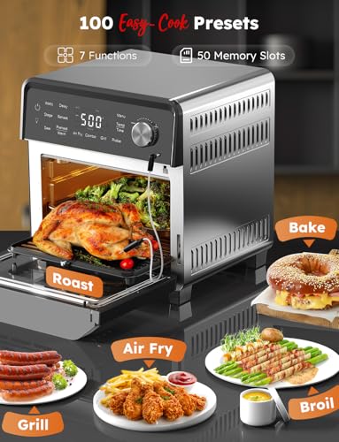 Nuwave Plug-In Grill Air Fryer Oven Combo w/Sheath Heaters, Authentic Char Flavor, 2026 New Convection System, 2X More Even, 100 Presets, Smarter Probe, 50-550°F, Stainless Steel - My Kitchen Products
