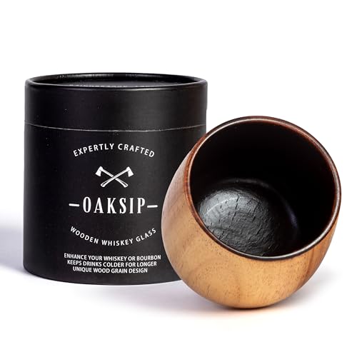 Oaksip The Original Charred Wooden Bourbon Drinking Glass, Charred Old Fashioned Glass, Bourbon Gifts for Men, Dad, or