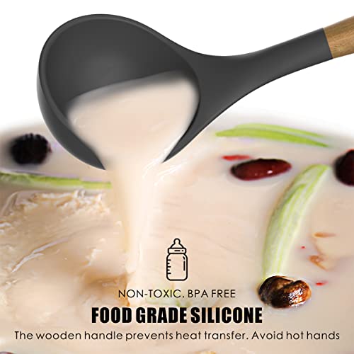 oannao Silicone Cooking Utensils Kitchen Utensil Set - 446°F Heat Resistant Silicone Kitchen Utensils Set, Spatula,Turner Tongs, Spoon, Whisk,Kitchen Gadgets for Nonstick Cookware, BPA Free (Gray) - My Kitchen Products