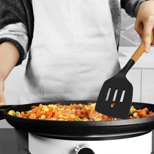 oannao Silicone Cooking Utensils Kitchen Utensil Set - 446°F Heat Resistant Silicone Kitchen Utensils Set, Spatula,Turner Tongs, Spoon, Whisk,Kitchen Gadgets for Nonstick Cookware, BPA Free (Gray) - My Kitchen Products