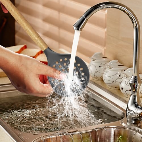 oannao Silicone Cooking Utensils Kitchen Utensil Set - 446°F Heat Resistant Silicone Kitchen Utensils Set, Spatula,Turner Tongs, Spoon, Whisk,Kitchen Gadgets for Nonstick Cookware, BPA Free (Gray) - My Kitchen Products