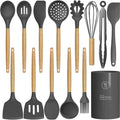 oannao Silicone Cooking Utensils Kitchen Utensil Set - 446°F Heat Resistant Silicone Kitchen Utensils Set, Spatula,Turner Tongs, Spoon, Whisk,Kitchen Gadgets for Nonstick Cookware, BPA Free (Gray) - My Kitchen Products