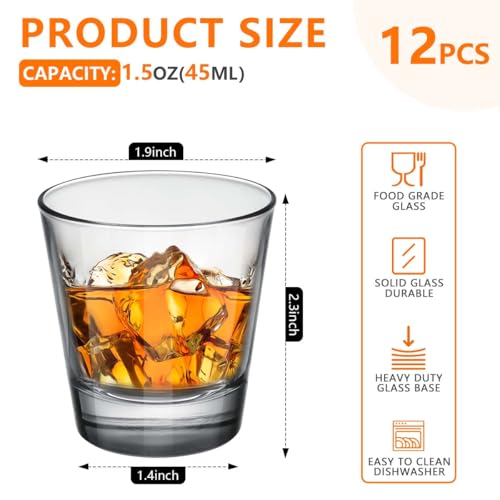 OBTANIM 12 Pack Shot Glasses, 1.5 oz Clear Shot Glass Cups Set with Heavy Base for Bar Restaurants Home - My Kitchen Products