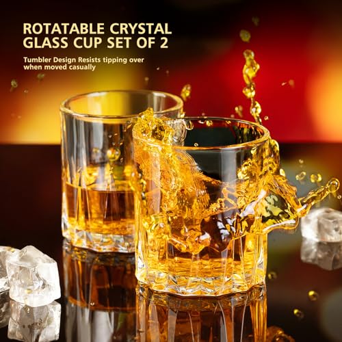 Ocean ice Whiskey Glasses, Bourbon Glass 11 oz, Whiskey Glasses Set of 2, Old Fashioned Glasses, Whisky Glass Sets, Rocks Glasses for Bourbon, Scotch, Cognac, Cocktails Dishwasher Safe Christmas - My Kitchen Products