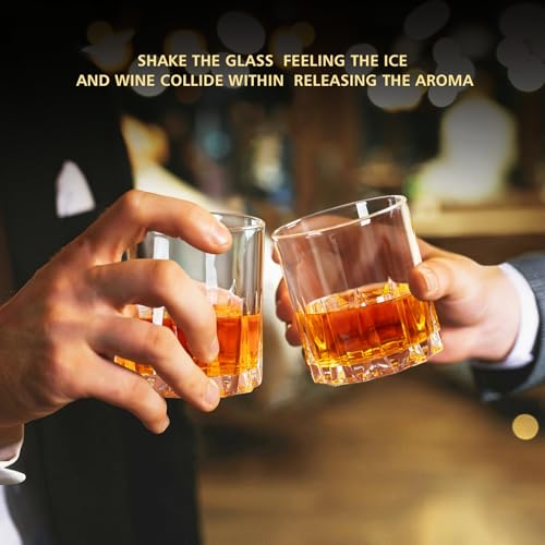 Ocean ice Whiskey Glasses, Bourbon Glass 11 oz, Whiskey Glasses Set of 2, Old Fashioned Glasses, Whisky Glass Sets, Rocks Glasses for Bourbon, Scotch, Cognac, Cocktails Dishwasher Safe Christmas - My Kitchen Products