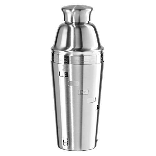 OGGI Dial A Drink Cocktail Shaker, Stainless Steel, 15 Recipes, Built in Strainer, 34 oz, The Original and Only Dial A