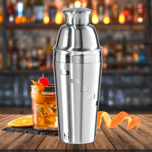 OGGI Dial A Drink Cocktail Shaker - Stainless Steel, 15 Recipes, Built in Strainer, 34 oz - The Original and Only Dial A Drink - Ideal Home Bar Drink Mixer, Bartender Kit, Essential Bar Accessories - My Kitchen Products