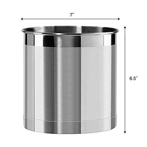 Oggi Stainless Steel Jumbo Utensil Holder - 7" Utensil Caddy, Weighted Base for Stability - Extra Large Utensil Crock and Countertop Utensil Organizer, Stainless Steel - My Kitchen Products