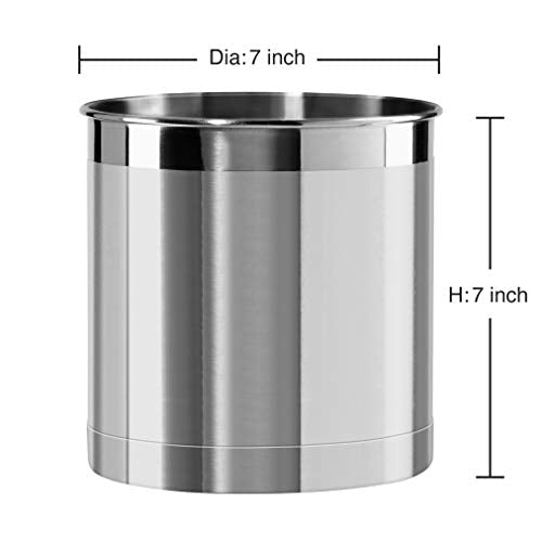 Oggi Stainless Steel Jumbo Utensil Holder - 7" Utensil Caddy, Weighted Base for Stability - Extra Large Utensil Crock and Countertop Utensil Organizer, Stainless Steel - My Kitchen Products