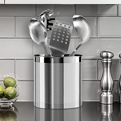 Oggi Stainless Steel Jumbo Utensil Holder - 7" Utensil Caddy, Weighted Base for Stability - Extra Large Utensil Crock and Countertop Utensil Organizer, Stainless Steel - My Kitchen Products