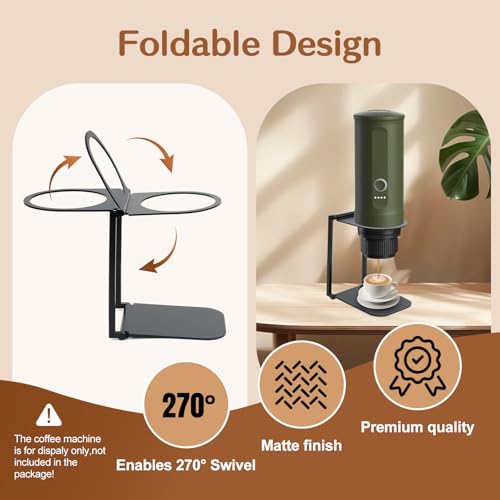 OGNWFUNK Stand Compatible with Outin Nano – Portable Foldable Coffee Maker Stand with Base, Espresso Machine Holder for Home, Desk, and Travel (Black) - My Kitchen Products