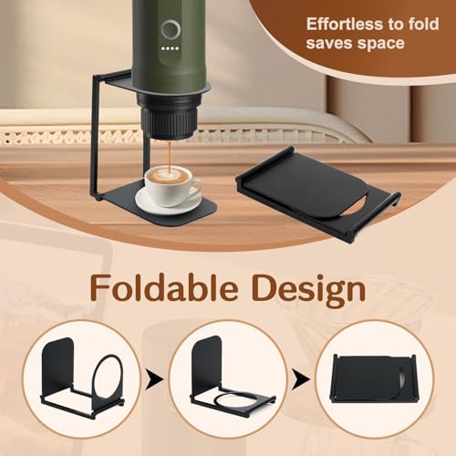 OGNWFUNK Stand Compatible with Outin Nano – Portable Foldable Coffee Maker Stand with Base, Espresso Machine Holder for Home, Desk, and Travel (Black) - My Kitchen Products
