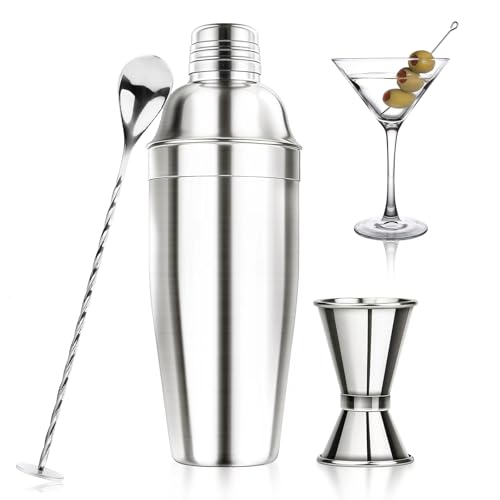 Ohtomber 24OZ Cocktail Shaker Set - Cocktail Bar Martini Drink Shaker Set with Strainer, Stainless Steel Bartender Kit Drink