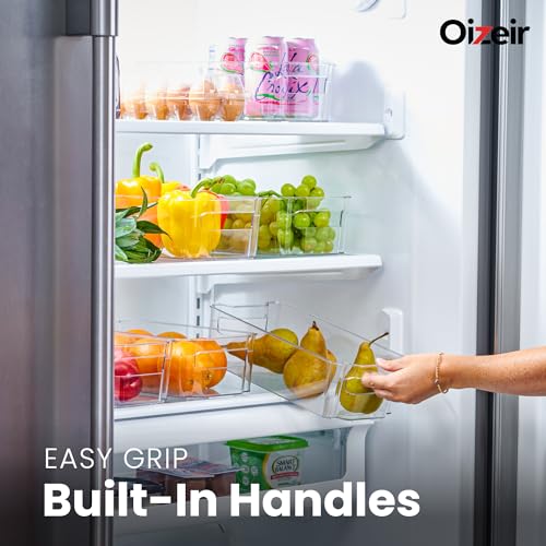 Oizeir 8 Pack Clear Plastic Storage Bins with Handles – Stackable Fridge Organizer Bins for Refrigerator, Freezer, Pantry, Kitchen Cabinet & Cupboard Organization, BPA-Free Acrylic, Transparent - My Kitchen Products