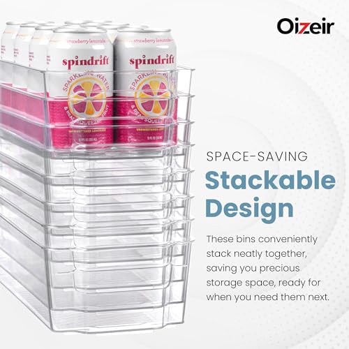 Oizeir 8 Pack Clear Plastic Storage Bins with Handles – Stackable Fridge Organizer Bins for Refrigerator, Freezer, Pantry, Kitchen Cabinet & Cupboard Organization, BPA-Free Acrylic, Transparent - My Kitchen Products