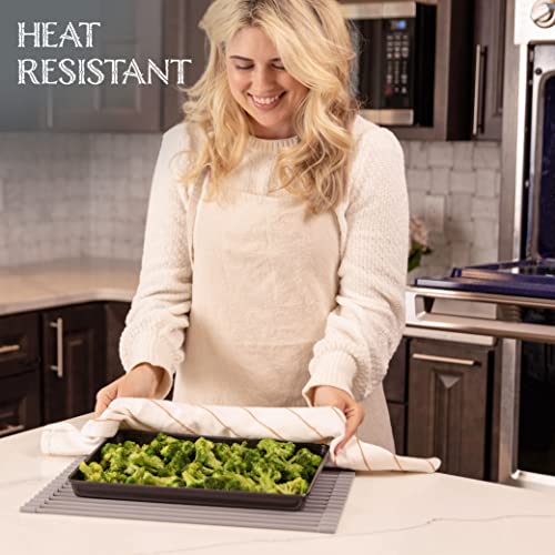 Oizeir Roll Up Dish Drying Rack - Silicone Coated Stainless Steel, Over The Sink, Foldable, Heat-Resistant, Anti-Slip, Dish Drainer. (17" x 12.5") - My Kitchen Products