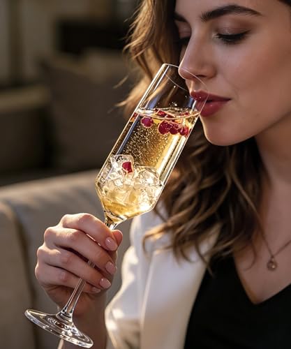 OJA Champagne Flutes Glass Set of 8, Crystal 7oz Champagne Glasses for Prosecco,Sparkling Wine, Mimosa, Ideal for Weddings, Anniversaries, Birthday, Christmas - My Kitchen Products