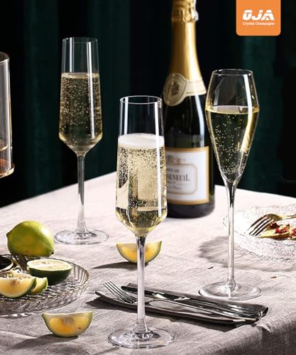 OJA Champagne Flutes Glass Set of 8, Crystal 7oz Champagne Glasses for Prosecco,Sparkling Wine, Mimosa, Ideal for Weddings, Anniversaries, Birthday, Christmas - My Kitchen Products