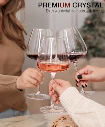 OJA Red Wine Glasses Set of 4, Large Burgundy Glasses 23 OZ, Hand Blown Crystal Glass Light, Clear, Best for Wine tasting, Birthday, Christmas, Anniversary, Father's Day - My Kitchen Products