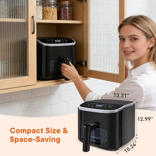 OLIXIS 4QT Air Fryer with Visible Window, 1500W Digital Touchscreen Air Fryer with 8 Presets, Auto Shut Off & Nonstick Dishwasher Safe Basket, 60-Min Timer, Max 400°F, Black - My Kitchen Products
