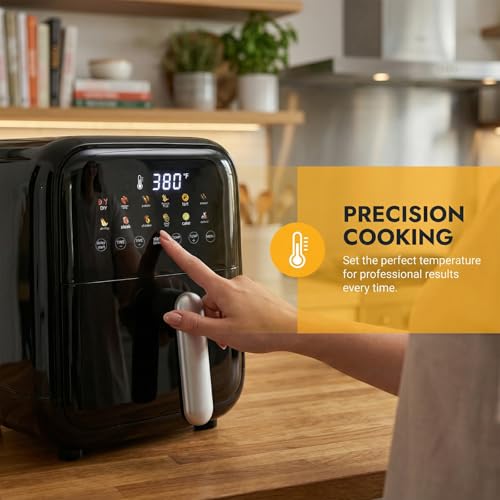 OLIXIS Air Fryer with Window 7.9QT, 12-In-1 Large Air Fryer for Family, 400°F Rapid Air Crispy Technology, Roast Bake Dehydrate Reheat, Nonstick & Easy-Clean Basket, 1800W, Black - My Kitchen Products