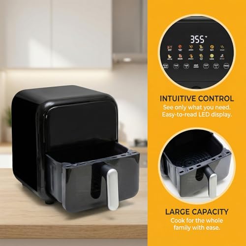 OLIXIS Air Fryer with Window 7.9QT, 12-In-1 Large Air Fryer for Family, 400°F Rapid Air Crispy Technology, Roast Bake Dehydrate Reheat, Nonstick & Easy-Clean Basket, 1800W, Black - My Kitchen Products
