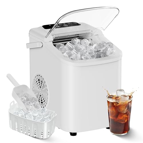 OLIXIS Countertop Ice Maker with Self-Cleaning, Portable Ice Maker Machine with Scoop, 26Lbs/24H, 9 Cubes in 6 Mins, 2 Sizes of Bullet for Home, Kitchen, Office, White - My Kitchen Products
