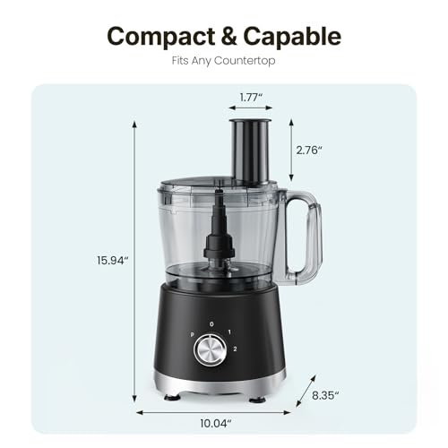 OLIXIS Food Processor 10.5 Cups, 600W Powerful Food processors with 5 Blades, Dishwasher Safe Meat Grinder for Slicing, Shredding, Chopping, Kneading, for Meat, Vegetables, Fruit, Dough - My Kitchen Products