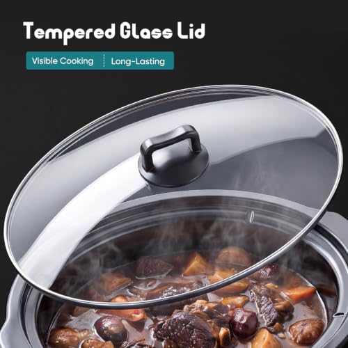 OLIXIS Slow Cooker 6 Quart, Ceramic Nonstick Coating, Programmable Slow Cooker with Dishwasher Stoneware Pot and Tempered Glass Lid, Multi Cookers with 3 Temperature, 35in Tangle Free Cord, Black - My Kitchen Products