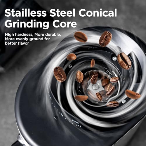 Ollygrin Burr Coffee Grinder, Electric Conical Coffee Bean Grinder With 30 Adjustable Grind Settings For 2-12 Cups, Sliver & Black - My Kitchen Products