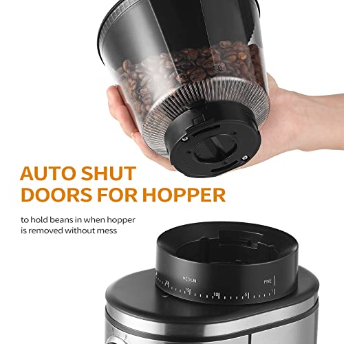 Ollygrin Burr Coffee Grinder, Electric Conical Coffee Bean Grinder With 30 Adjustable Grind Settings For 2-12 Cups, Sliver & Black - My Kitchen Products