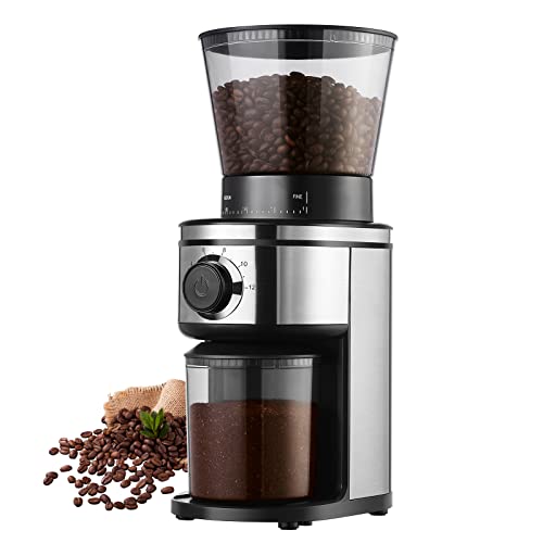 Ollygrin Burr Coffee Grinder, Electric Conical Coffee Bean Grinder With 30 Adjustable Grind Settings For 2-12 Cups, Sliver & Black - My Kitchen Products