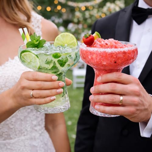Oojami Plastic Margarita Glasses 11 oz 40 Pack - Heavy Duty Clear Hammered Disposable Margarita Cups, BPA-Free Shatterproof Recyclable with Straws & Name Labels for Cinco de Mayo, Birthday, Wedding - My Kitchen Products
